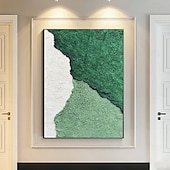 abordables Peintures natures mortes-grande peinture à l&#039;huile abstraite 3D peinte à la main en blanc, vert et noir, peinture abstraite texturée 3D peinte à la main, peinture à l&#039;huile verte et bleue océan, art mural moderne, décoration