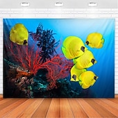 economico Arazzo della Spiaggia Oceanica-Tappeto appeso in stile paesaggistico con pesci dell'oceano Arte da parete Grande Tappeto Murale Decorazione Sfondo Fotografico Coperta Tenda per decorazione della camera da letto soggiorno