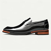 abordables Mocasines de cuero de primera calidad-Mocasines negros sin cordones de piel de vacuno de primera calidad para hombre con detalles en naranja en contraste, estilo formal para negocios y eventos especiales