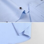 preiswerte Button-Down-Hemden für Herren-Herren Hemd Oberhemd Knopfhemd Glatt Hochzeit Party Schwarz Weiß Rosa Wein Langarm Kargen Frühling Herbst Bekleidung Tasche