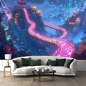 זול שטיחי קיר של Blacklight-שטיח קיר בלאק לייט ש glow in the dark מסיבת אור כימית טוטם בוהמייני פניקס גלקסיה מעורפלת תלויה אומנות קיר מורה לחדר מגורים חדר שינה
