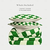 abordables 100% Coton-l.t.home Parure de lit réversible en satin 100 % coton de qualité supérieure, 300 fils au pouce carré, ensemble de literie élite géométrique