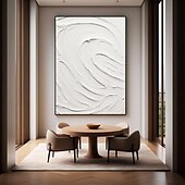 cheap Landscape Paintings-Large hand painted White abstract in huge size oil painting  spure white 3D wall art large abstract painting modern minimalist painting textured abstract oil painting wall art painting