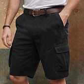 economico Classico-Per uomo Pantaloncini modello cargo Pantaloncini Maglia da escursione Vita elastica Multi tasca Color Block Liscio Traspirante Indossabile Lunghezza del ginocchio Esterno Informale Giornaliero Di