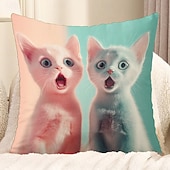 baratos estilo animal-Almofadas Decorativas Divertidas de Animais Capa Gatos 1PC Macia Quadrada Capa de Almofada para Quarto Sala de Estar Sofá Cadeira