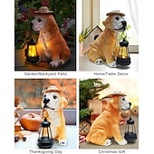 cheap Landscape Lights-Solar-Powered Dog Statue Light with Retro LED Lantern - Outdoor Garden Decor for Patio, Porch, Balcony, Holiday Decoration