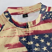 abordables Maillots pour hommes-Homme Maillot Velo Cyclisme Manche Courte Cyclisme Tee-shirt Maillot avec 3 poches arrière VTT Vélo tout terrain Respirable Séchage rapide Conception anatomique Mèche Rouge Kaki Drapeau National Des