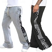 cheap Sweatpants-Men&#039;s Athletic Pants Sweatpants Tear Away Pants Flared Pants Trousers Pocket Drawstring Elastic Waist Patchwork Graphic Prints Comfort Sports Outdoor Daily Fashion Casual Black Gray Micro-elastic