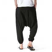 abordables Retro-Hombre Persona que practica jogging Pantalones de algodón Pantalones Pantalones de playa Pantalones Harem Bolsillo Correa Cintura elástica Plano Comodidad Transpirable Vacaciones Diario Festivos