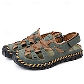 economico Sandali casual-Per uomo Sandali Scarpe fatte a mano Pelle crosta Traspirante Comodo Antiscivolo Con lacci intrecciali Giallo-marrone Nero Marrone