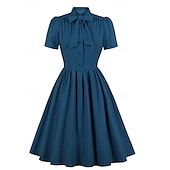levne Šaty-Elegantní 50. léta Retro Ke kolenům Šaty A-Line šaty Čajové šaty Pevná barva A-Linie Dámské Vánoce Karneval Nový rok Maturita Denní nošení loučení se svobodou nevěsty Dospělé Šaty pro návrat domů Léto