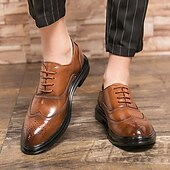 economico Formale-scarpe brogue in similpelle marrone da uomo - calzature formali eleganti e resistenti per lavoro, ufficio ed eventi speciali