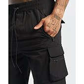 baratos Clássico-Homens Bermuda Cargo Calção Com Cordão Cintura elástica Bolso Com Zíper Tecido Secagem Rápida Vestível Curto Ao ar livre Diário Acampar e Caminhar Moda Clássico Preto Amarelo