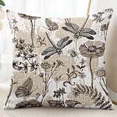 baratos estilo floral e plantas-Capa Decorativa de Almofadas de Insetos Florais 1PC Capa de Almofada Quadrada Macia para Sofá do Quarto Sala de Estar Primavera Verão