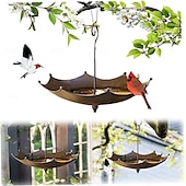 cheap Backyard Birding &amp; Wildlife-Umbrella-Shaped Bird Trough,Hanging Bird Feeder Tray for Outdoors Metal Bird Bath Pond or Drinker Metal Wild Bird Feeder for Outside Hanging Seed Platform