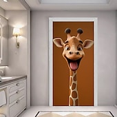 tanie Okładki drzwi-Zabawne Zwierzęta Dekoracje Drzwi Pokrycia Drzwi Giraffe Gobelin Zasłona Drzwi Dekoracja Tło Wewnątrz/Zewnątrz Baner Drzwi dla Domku Wiejskiego