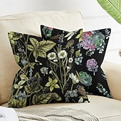 billige blomster- og plantestil-Blomst insekt dekorative kasteputer dekning 1PC myk firkantet sofa putevar puteinnlegg soverom stue sofa stol