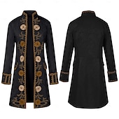 baratos Tops-Retro Vintage Punk e gótico Medieval Casaco Traje Cosplay Smoking Vampiros Cavalheiro Homens Pirata Real Steampunk Dia Das Bruxas Carnaval Baile de Máscaras Festa / Eventos Adulto Casaco