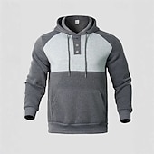 economico felpe con cappuccio da uomo di base-Per uomo Felpa con cappuccio Nero Vino Blu marino Cachi Grigio Con cappuccio Color Block Collage Tasche Sportivo Giornaliero Per eventi Poliestere Streetwear Essenziale Informale Autunno Inverno