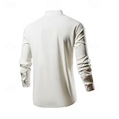 preiswerte Herrenhemd zum Knöpfen-Herren Hemd Sommerhemd Freizeithemd Strandhemd Knopfhemd Schwarz Weiß Grün Langarm Einfach Großvaterkragen Stehkragen Urlaub Hawaiianisch Button-Down Bekleidung Polyester Mode Lässig Bequem