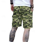 baratos Clássico-Homens Bermuda Cargo Shorts camuflados Calção Shorts de verão Com Cordão Cintura elástica Bolso multi Côr Camuflagem Conforto Vestível Comprimento do joelho Ao ar livre Esporte Diário Moda Casual