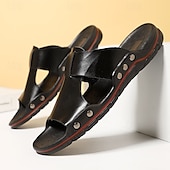 abordables Sandales habillées-sandales décontractées à enfiler en cuir jaune pour hommes avec détails cloutés, chaussures d&#039;extérieur confortables pour l&#039;été