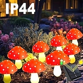abordables Luces de cuerda solar-1 cadena de luces solares para exteriores con forma de hongo rojo, resistente al agua, para montar en el suelo, para patio, jardín, césped, camino, decoración de ambiente festivo para bodas