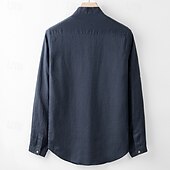 economico Casual da lavoro-Per uomo Camicia Camicia di lino Camicia casual Camicia con Bottoni Semplice Vacanza Camicia hawaiana Bianco Blu marino Beige Manica Lunga Colletto alla coreana Primavera Autunno Abbigliamento
