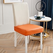 cheap Chair Cover-WaterProof PU Leather Dining Room Chair Cover Seat Covers Elastic Stool Covers Durable Dust-proof Cushion Cover for Home Hotel
