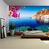 Недорогие Тапестри́ на океа́нском пляже-Пейзаж Пляж Висячая Гобелен настенное искусство Пальма Большой гобелен Муральное декор Фотографический фон Плед занавеска Дом Спальня Гостиная Декорация