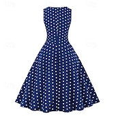 levne Šaty-Retro 50. léta Rockabilly Šaty Houpací šaty Puntíky Dámské Karneval Plesová maškaráda Denní nošení loučení se svobodou nevěsty Dospělé Šaty Šaty pro návrat domů
