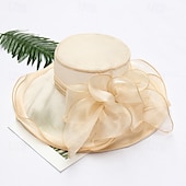 levne Party klobouky-Klobouky Organza Sluneční klobouk Formální Čajový dýchánek koktejl Elegantní Vinobraní Roztomilý S Květiny Přílba Pokrývky Hlavy