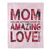 abordables Mantas y colchas-Manta para el día de la madre, una carta para mamá, regalo para el día de la madre, manta suave y acogedora, regalo perfecto para mamá, diseño floral o de corazón, cálida y cómoda