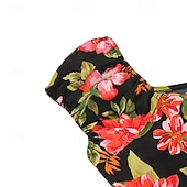 abordables Vestidos-1950s Retro Antiguo Rockabilly Hasta la Rodilla Vestidos Vestido de té Vestido swing Floral Ajustado / Acampanado Columpio Disfraz Mujer Navidad Carnaval Año Nuevo Reunión de Antiguos Alumnos Ropa
