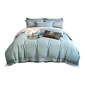 economico Set copripiumino-Set di Biancheria da Letto in Cotone Egiziano Bianco Solido Luxury Soft Brushed con Bordo Scolpito Completo Copripiumino Copripiumino per Regine e King Size con Federe