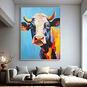 abordables Peintures natures mortes-peinture à l&#039;huile peinte à la main, œuvre d&#039;art abstraite de vache, peinture à l&#039;huile, peinture de vache sur toile, art abstrait extra large, peinture animale texturée surdimensionnée, art