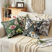 baratos estilo floral e plantas-Capa Decorativa de Almofadas de Insetos Florais 1PC Capa de Almofada Quadrada Macia para Sofá do Quarto Sala de Estar Primavera Verão