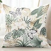 ieftine stil floral și plante-Pernă decorativă florală cu papagal husă pentru 1 bucată pernă moale pătrată pentru canapea husă pentru dormitor living canapea fotoliu