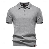 halpa Miesten Elite Polo-Miesten Polo Neulo poolo Muodollinen Työ Sänkyjen avaus Neljänneksen postinumero Lyhythihainen Yhtenäinen väri Sulkea jnk vetoketju Kevät Tumman harmaa Musta Valkoinen Laivaston sininen Khaki Harmaa