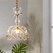 abordables Luces colgantes-Lámpara colgante con diseño de farol de cristal de estilo retro francés, 110-240 V