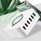 baratos Computador e Escritório-Estação de carregamento USB de 72 W com carregador sem fio de 15 W 6 em 1, várias portas USB, carregador de mesa para iPhone, iPad, Macbook, laptop, Samsung e dispositivos Android