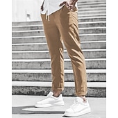 economico Chino-Per uomo Pantaloni Chino Pantaloni corti Pantaloni casual Bottoni Tasche Liscio Comfort Formale Feste Ufficio Di tendenza Classico Verde militare Nero Media elasticità