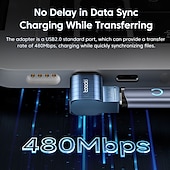 זול כבלים ומתאימים-toocki 100w usb-c ל-type-c מתאם מגנטי 2 ב-1 pd טעינה מהירה מחבר סוג-c סנכרון נתונים ממיר usb-c 90 מעלות