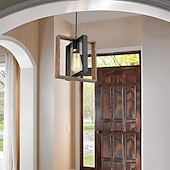 economico Luci a sospensione-lampada a sospensione piccola da fattoria 1 testa apparecchio a 4 teste lampada a sospensione per isola cucina con cavo finitura nera struttura in legno lampadario per corridoio ingresso armadio