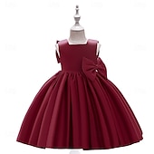 cheap Party Dresses-Kids Girls&#039; Party Dress Solid Color Sleeveless Special Occasion Princess Polyester Party Dress Summer Spring 3-10 Years Multicolor White Champagne