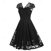 levne Šaty-Elegantní 50. léta Retro Ke kolenům Šaty A-Line šaty Čajové šaty Krajka A-Linie Dámské Vánoce Karneval Nový rok Maturita Denní nošení loučení se svobodou nevěsty Dospělé Šaty pro návrat domů Léto