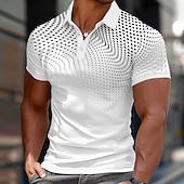 abordables Polo géométrique pour homme-Homme Points Ronds Géométrique Polo Manche Courte Polos Chemises à Col Occasionnel École Extérieur Tenue quotidienne Vêtements de maison Impression 3D Été Violet Gris