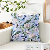 baratos estilo floral e plantas-Capa Decorativa de Almofadas Florais 1PC Capa de Almofada Quadrada Macia para Sofá do Quarto Sala de Estar