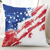 cheap Holiday Cushion Cover-American Flag Vintage Decorative Toss Pillows Cover 1PC Soft Square Couch Cushion Case Pillowcase for Bedroom Livingroom Sofa Chair 4th of July Independence Day