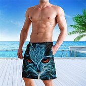 baratos calção de banho boxer masculino-Homens Calção Justo de Natação Shorts de Natação Tecido elástico de 4 vias Bermuda de Surf Calças Com Cordão Com bolsos Natação Surfe Praia Esportes Aquáticos Estampado Verão Primavera